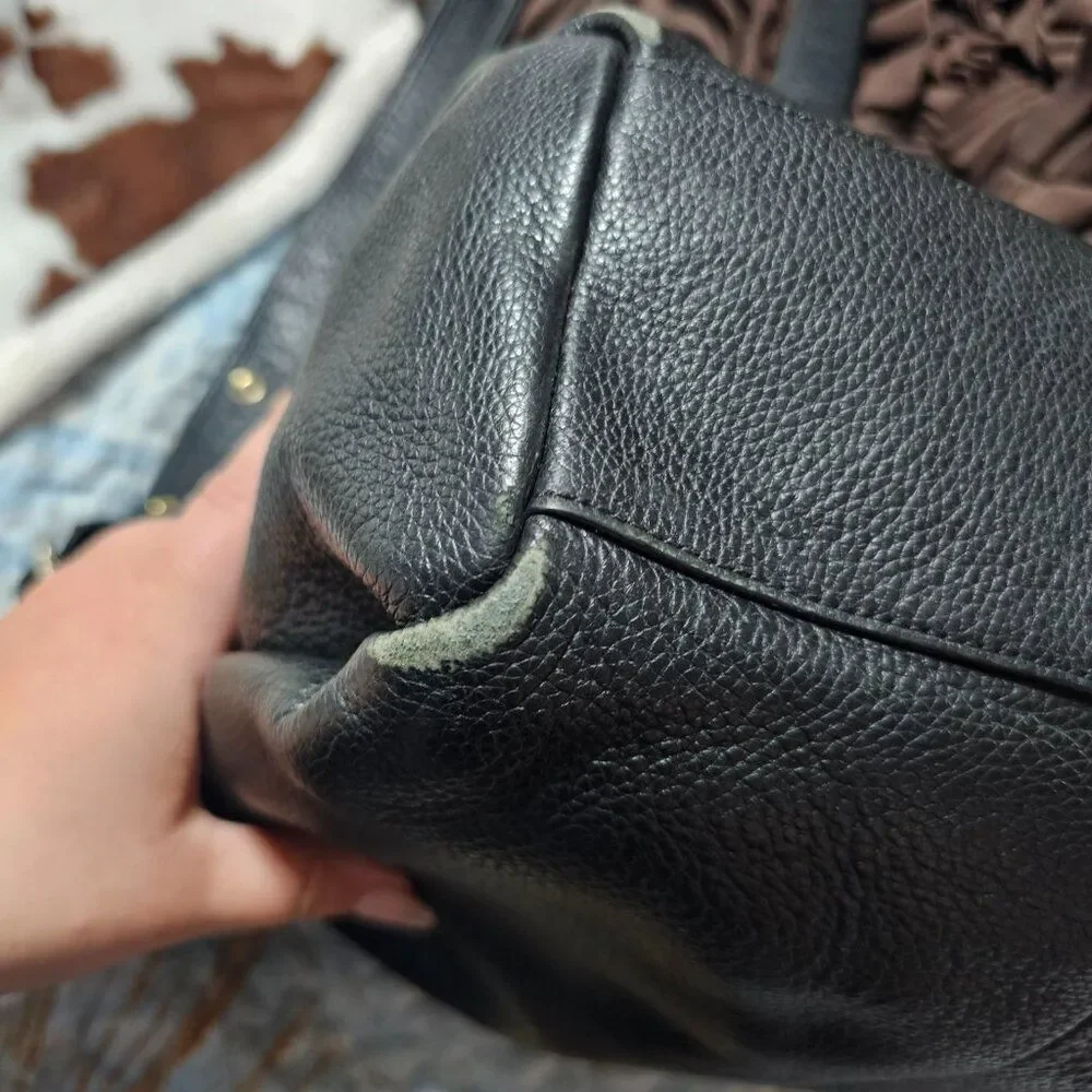 Coach Dufflete Crossbody Bag Purse In Black Pebbled Leather